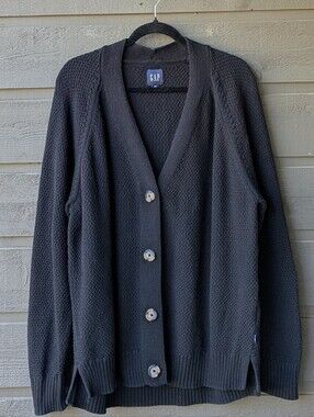 GAP 100% Cotton Black Button Up Cardigan Size XXL